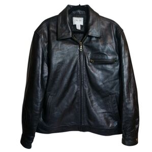 Vintage Y2K Cherokee Black Leather Motorcycle Jacket Men's L Excellent